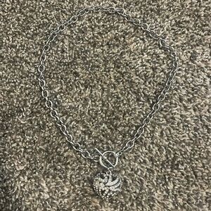 Chainlink with 3D Heart with Rhinestones on the front and the back has details.